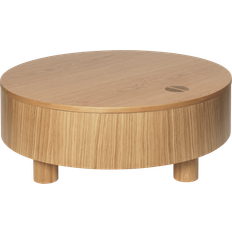 ferm LIVING Olles Storage Table Ø80 Natural Oak Veneer Sofabord