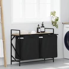 vidaXL Vasketøjskurv 2 Rum Med Hylde Sonoma-Eg