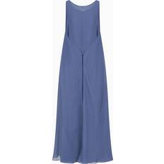 Emporio Armani Dam Klänningar Emporio Armani Georgette Rund Hals Ärmlös Klänning - Blue