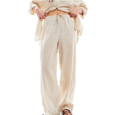 New Look Cotton Slub Wide Leg Trousers Co-Ord - Cream