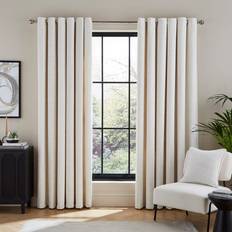 Dunelm Chenille Heavyweight Eyelet Curtains - Ivory 117x137cm
