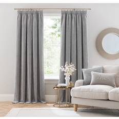 Dunelm Chenille Pencil Pleat Curtains Silver 117x137cm