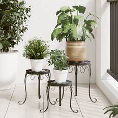 VidaXL Indoor Plant Stands vidaXL Plant Stands 3 Pcs Black and White Ceramic