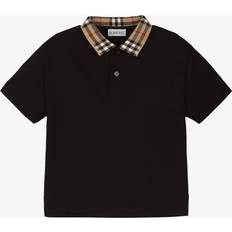 Checkered Polo Shirts Children's Clothing Burberry Boys Black Cotton Check Polo Shirt - Black