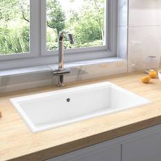 White Full-Size Sinks vidaXL Kitchen Sink White 790 x 500 x 193 mm Granite