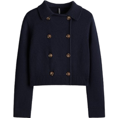 H&M Zweireihiger Cardigan aus Feinstrick Blau