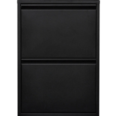 Zapatero [en.casa] Zapatero Sokndal 2 Puertas Abatibles Metal 71 x 50 x 15 cm Negro Organizador de zapatos 50x71cm