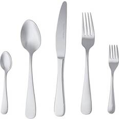 Amazon Basics Essbesteck-Set mit Abgerundeter Rand 20-teilig für 4 Personen Silber Besteckset 20Stk.