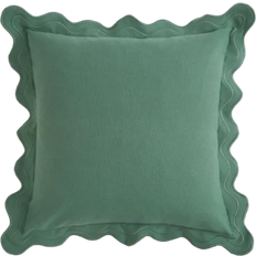 Dunelm Scalloped Edge Square Cushion - Complete Decoration Pillows Green (43x43cm)