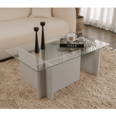 Glas - Gråa Soffbord CaliCosy Vetrino Rektangulärt 105 x 65 Soffbord