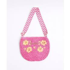 Raffia Crossbody Bags River Island Raffia Cross Body Bag - Pink