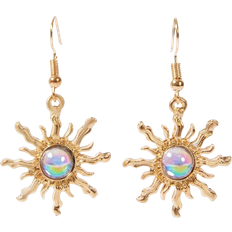 Shein Personalized ColdTone Gold Green SunShaped Earrings