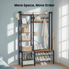 Vasagle 9 Hook Coat Rack with Shoe Bench Hallway Furniture & Accessory
