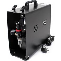 Wiltec Airbrush Kompressor AS196A Tyst och Oljefri med Lufttank med 2 Cylinder Kolv 6bar 2 Lidningskopplare
