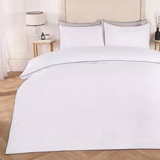 OHS Piped Edge Set King Duvet Cover White, Black (230x220cm)