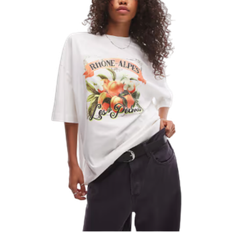Topshop Oversized Tee - Cream/White
