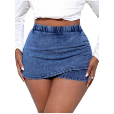 Shein Plus Women Fashionable Loose Fit Irregular Hem Denim Shorts