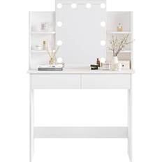 WOLTU Vanity Makeup Led Mirror 2 Large Drawers White Dressing Table 40x90cm