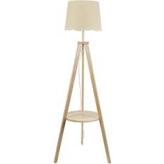 ValueLights Morrigan Light Wood Tripod Floor Lamp 151cm