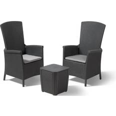 Rattan effect garden furniture Keter Vermont Seater Rattan Effect Garden - Grey Bistro Set, Table incl. 2 Chairs