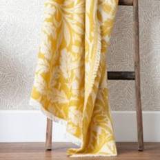 Morris & Co Blankets Morris & Co Acorn Tonal Jacquard 130cm x 170cm Throw Blankets Gold, Yellow