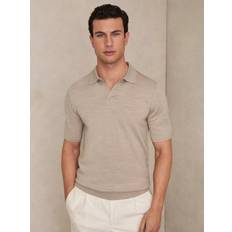 Merino Wool Polo Shirts Reiss Merino Wool Open-Collar Polo Shirt - Cream