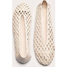 Low Shoes PrettyLittleThing Cream Pu Round Toe Woven Ballet Flats - White