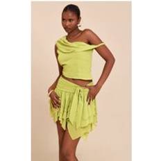 PrettyLittleThing Asymmetric Chiffon Top - Green