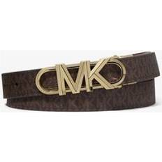 Michael Kors Empire Reversible Leather and Signature Logo Belt - Brown
