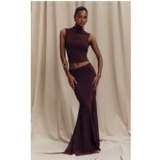 Purple Skirts PrettyLittleThing Chiffon Fishtail Maxi Skirt - Dark Plum