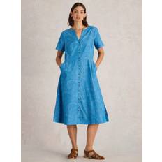 White Stuff Iris Cotton Jacquard Dress - Blue