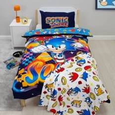 Character World Sonic Liquid Polycotton Single & Pillowcase Set - Duvet Cover Blue