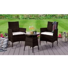 Comfy Living Rattan Garden With Round Table And 2 Chairs In Various Colours Brown One Size Bistro Set