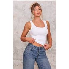PrettyLittleThing Contour Scoop Neck Fitted Vest Top - White