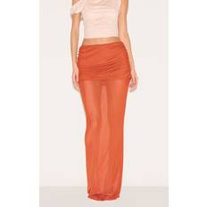 Orange Skirts PrettyLittleThing Mesh Overlay Maxi Skirt - Orange