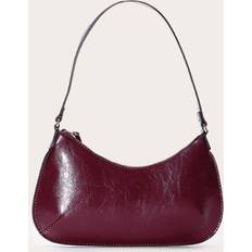 Burgundy Pu Baguette Shoulder Bag - Red