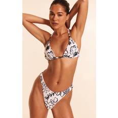 White Bikini Bottoms PrettyLittleThing Floral Tanga Bikini Bottoms - White