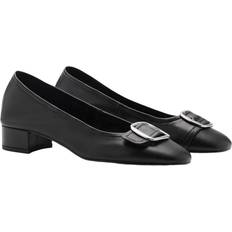 Mango Shoes Mango Buckle Leather Shoes Woman - Black