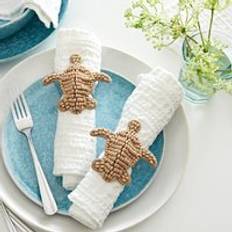 Wood Napkin Rings Dunelm Set of 2 Beaded Turtle Rings - Natural Napkin Ring