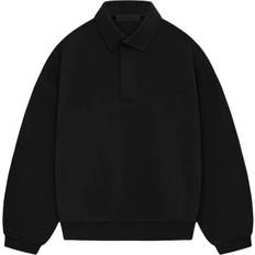 Fear of God Polo Shirts Fear of God Essentials SS24 Long Sleeve Polo Shirt - Jet Black