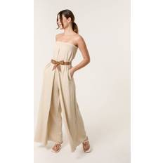 Jumpsuits & Overalls on sale Blue Vanilla Linen Belted Wide Bandeau Jumpsuit - Beige
