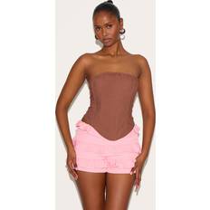 Corsets PrettyLittleThing Corset En Effet Lin Mélangéet - Marron