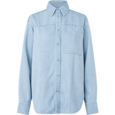 Denim/Jeansstof Skjorter Second Female Irvin Denim Shirt - Light Blue