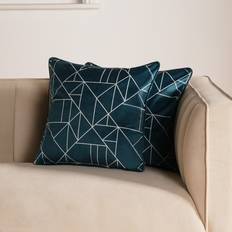 OHS Matte Velvet Geometric Print Covers 45 x 45 cm - Cushion Cover Blue (45x45cm)