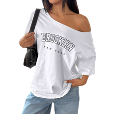 Shein Oversized Asymmetrical Shoulder Brooklyn Loose TShirt YK