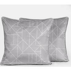 OHS Matte Velvet Geometric Print Covers, - 45 x 45 cm Cushion Cover Grey (45x45cm)