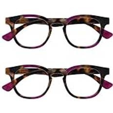 Reading Glasses on sale Opulize Ava 2 Pack Womens Ladies Brown Tortoiseshell Purple Super Comfort Fit Reading Glasses RR62-5 +1.50