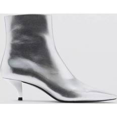 Mango Boots Mango Strapy Metallic Pointed Heeled Ankle Boots - Silver