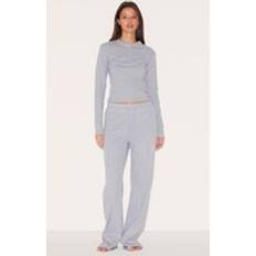 Ribbed Sleepwear PrettyLittleThing Ribbed Long Sleeve Long Pj Set - Grey