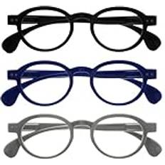Opulize OCA Läsglasögon 3-pack Modern Retro Rund Ram +2,00